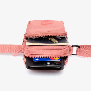 View of the inside of the Amsterdam Shoulder Bag in Dust Pink