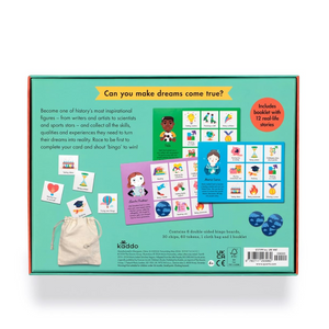 Back of a children's educational game box with colorful illustrations and text.