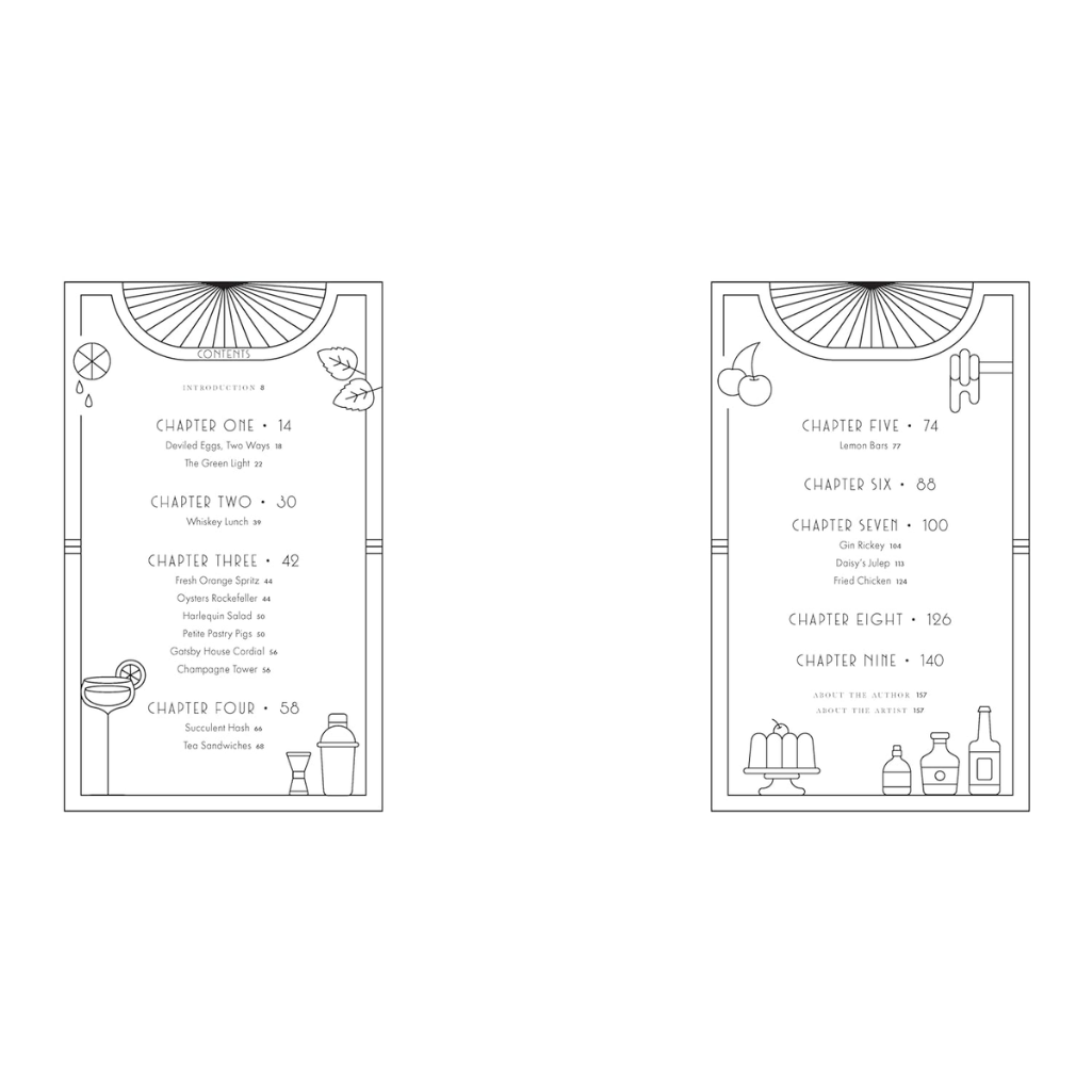 Page layout with chapter headings and icons on a white background