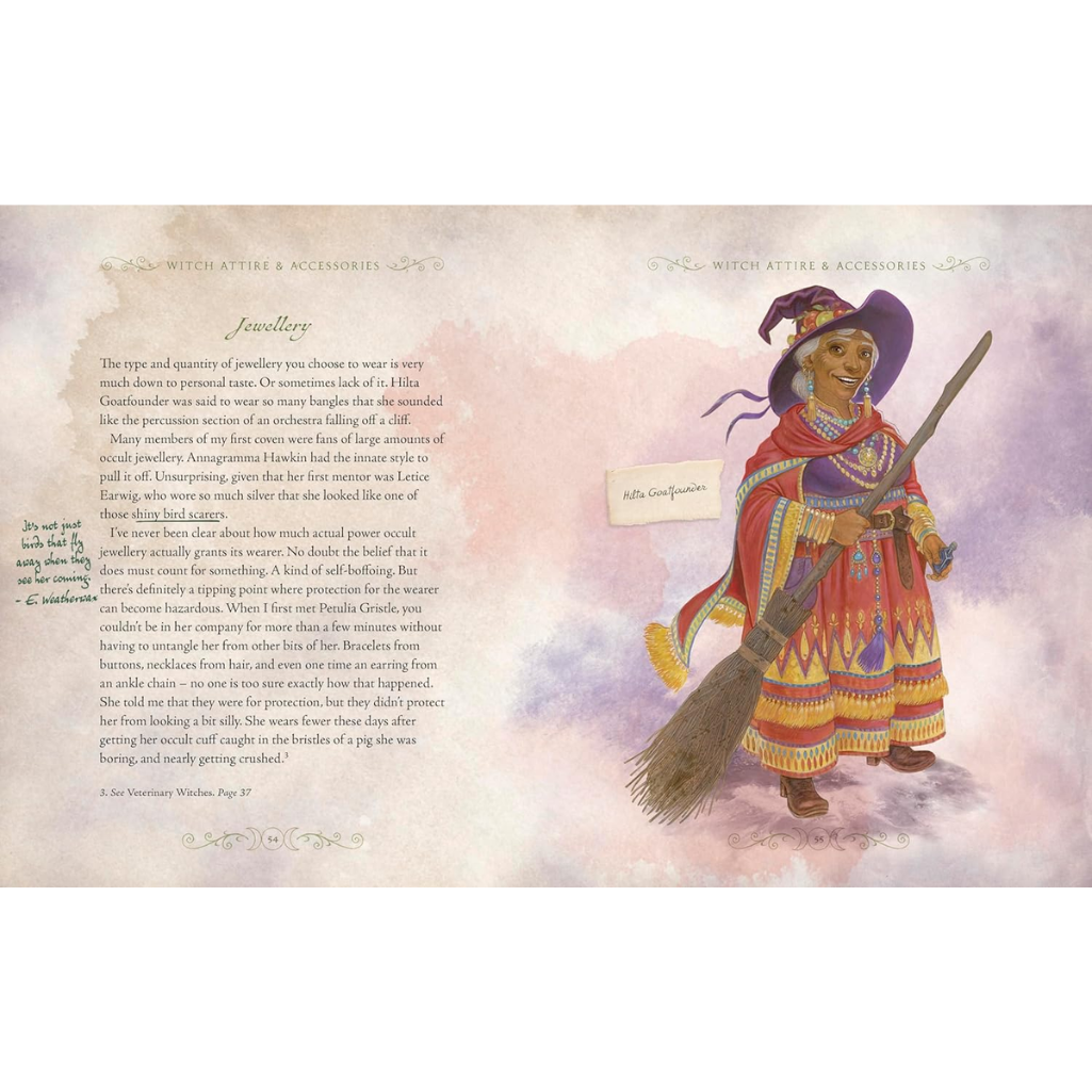 Illustration of a person in traditional attire with a broom, set against a pastel background with text.