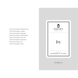 Book cover of 'POETRY Prescription' by Deborah Alma with a white label on a gray background