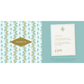 Invitation card with zigzag pattern and text on a teal background