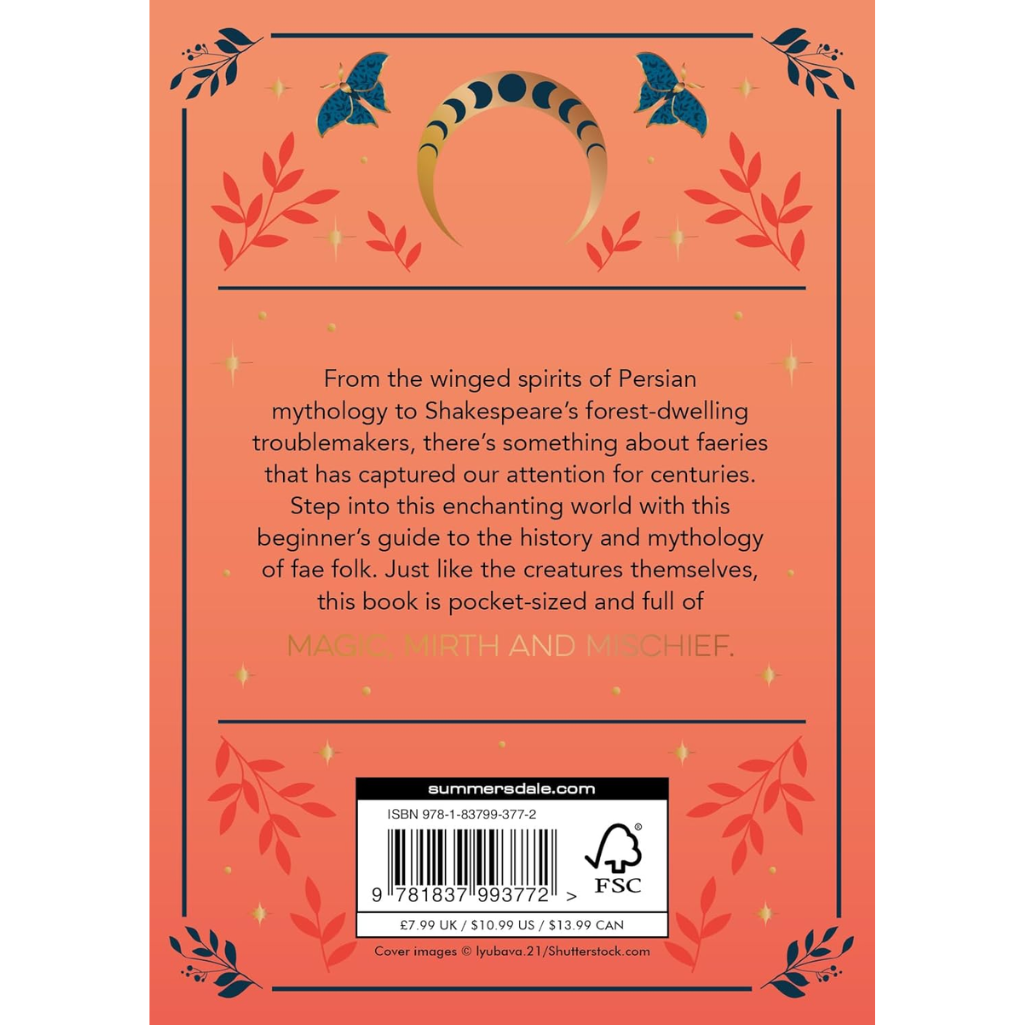 Book back cover with text and decorative elements on a peach background