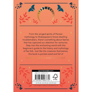 Book back cover with text and decorative elements on a peach background