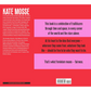 Book back cover with text about Kate Mosse and a quote on feminism on a red background