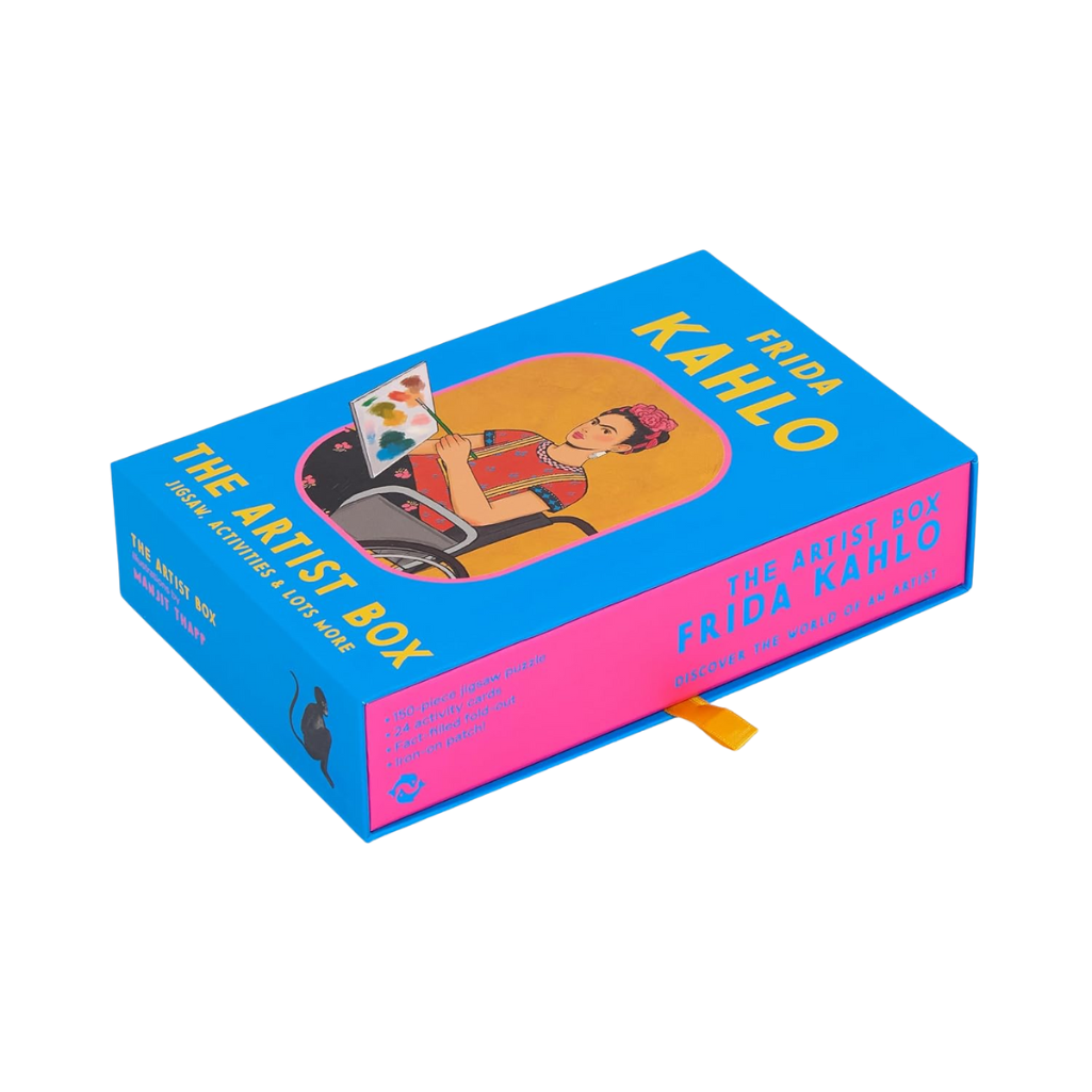 Frida Kahlo-themed artist box with colorful design on a white background
