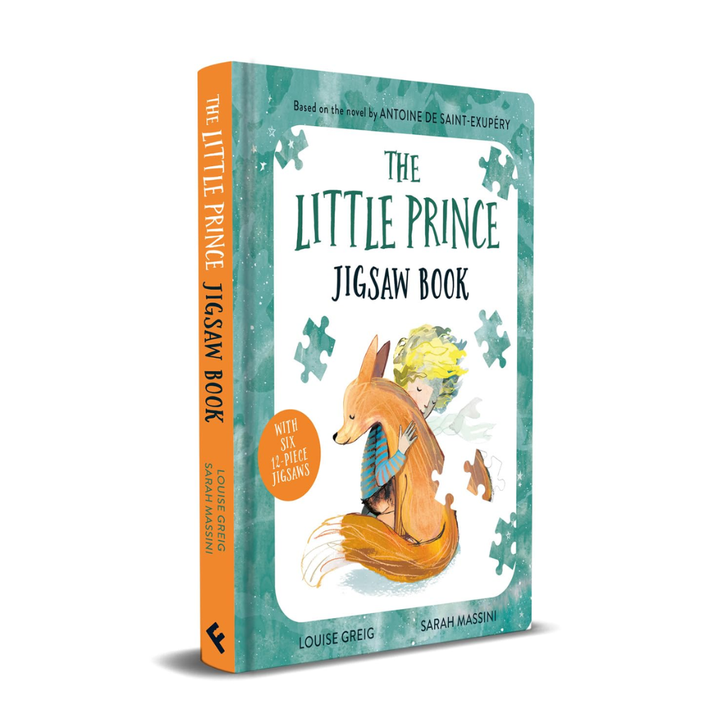Book titled 'The Little Prince Jigsaw Book' with a fox and prince illustration on a white background