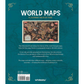 Book cover of 'World Maps: A Journey Back in Time' with world map illustration and text on a blue background.