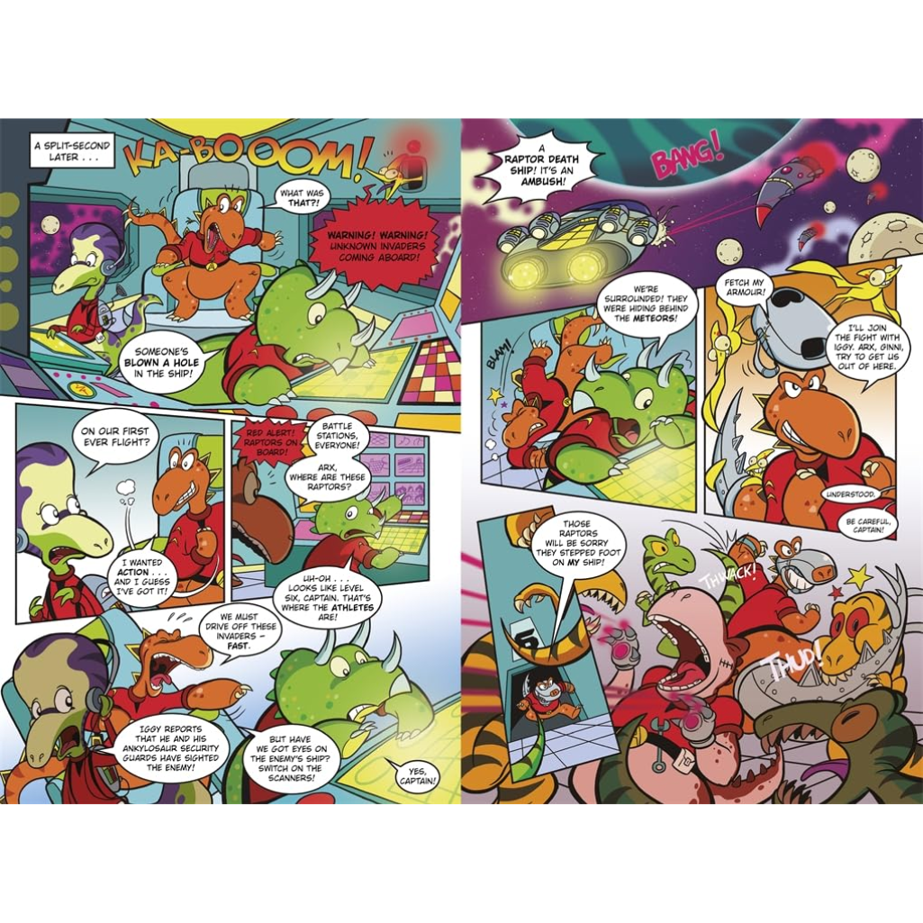 Astrosaurs: Mission to Infinity: Three space missions. One fearless dino crew. All in a graphic novel that’s out of this world! (Paperback)
Steve Cole (author), Alex Lopez (illustrator), Tobey Cole (author)