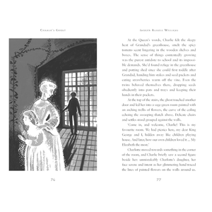 Illustrated book page with a woman and child in a room, followed by text.