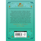 Book back cover with text about tree legends and mysticism, featuring a teal background and decorative elements.
