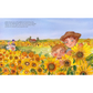 Illustration of children in a sunflower field with text overlay.