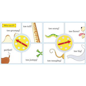 Educational card game with animal illustrations and directional arrows on a white background