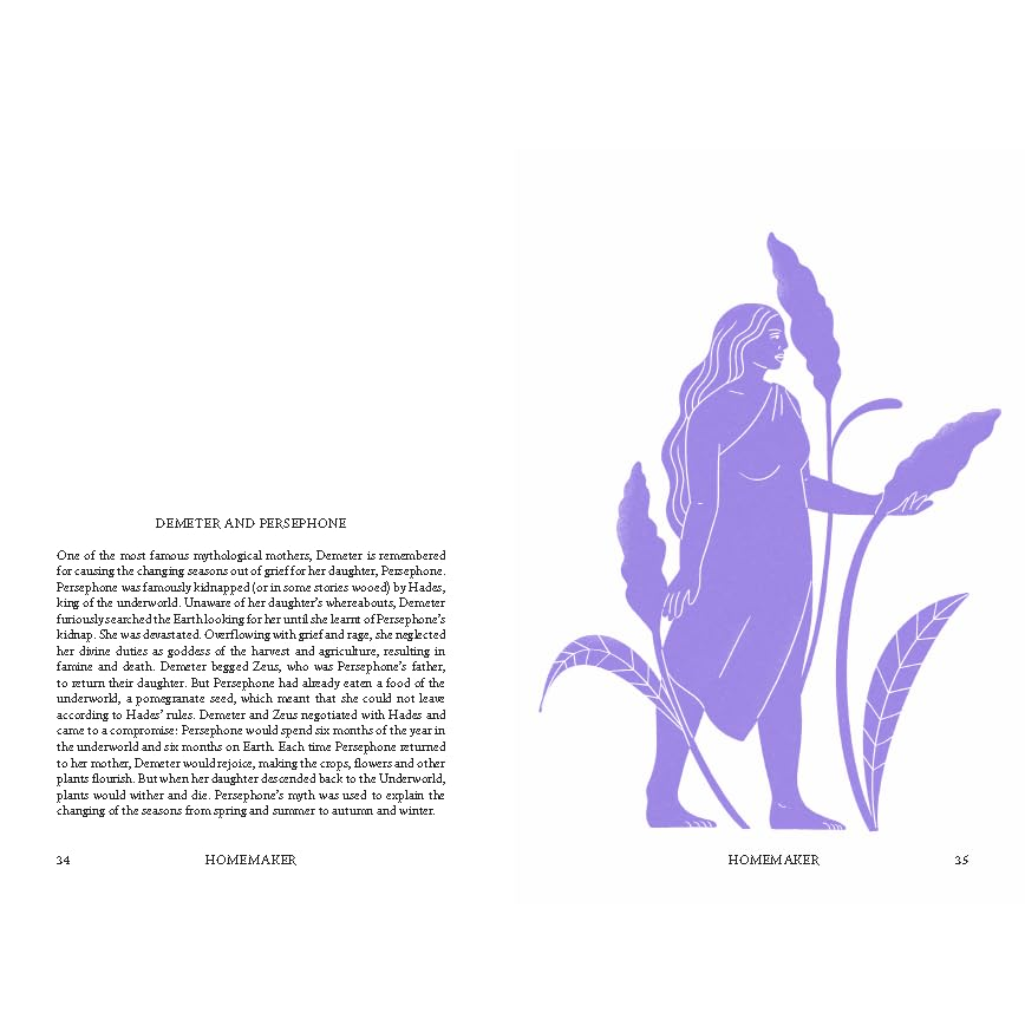 Illustration of a woman holding plants with text on a white background