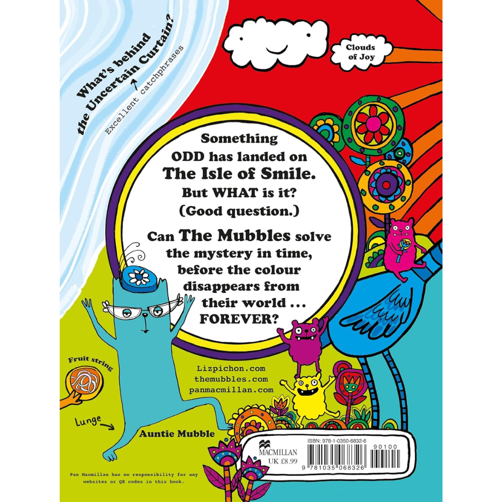 Colorful book cover with cartoon characters and text on a white background