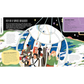 Illustration of people inside a space balloon with text and graphics on a white background