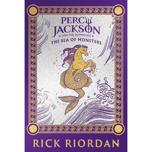 Book cover of 'The Sea of Monsters' from Percy Jackson series with a purple border and sea-themed illustration.