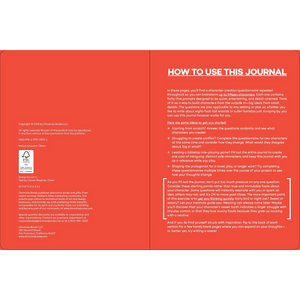 Instructions for using a journal on a red background