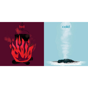 Two contrasting scenes labeled 'hot' and 'cold' with flames and ice respectively.