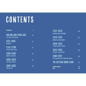 Table of contents list on a blue background