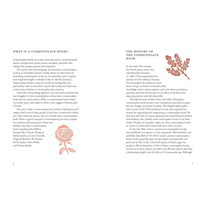 Text page from a book with decorative floral illustrations on a white background