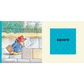 Illustration of a character in a red hat holding a newspaper with 'square' logo on a blue and beige background