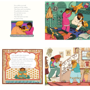Illustrated pages from a children's book with colorful scenes and text.