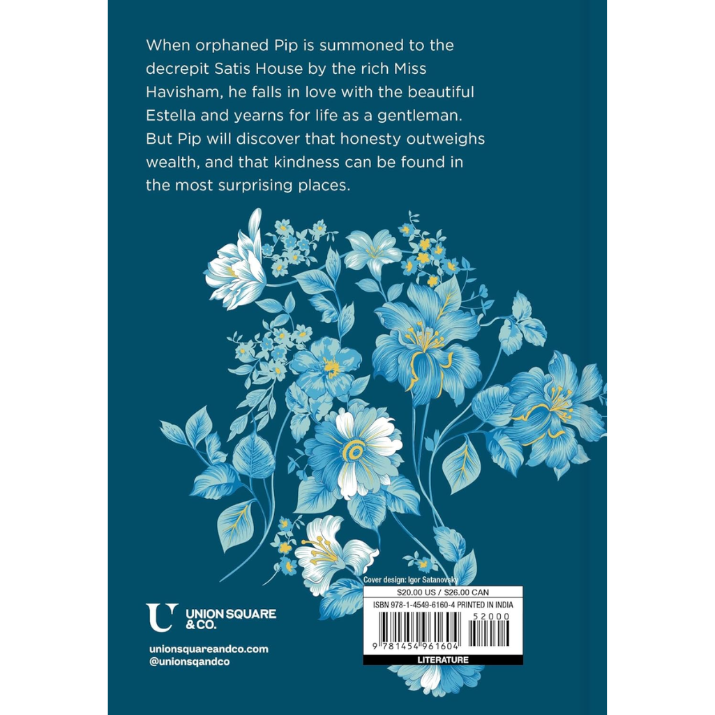 Book back cover with floral design and text on a blue background