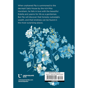 Book back cover with floral design and text on a blue background