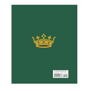 Green book with a gold crown emblem on a white background