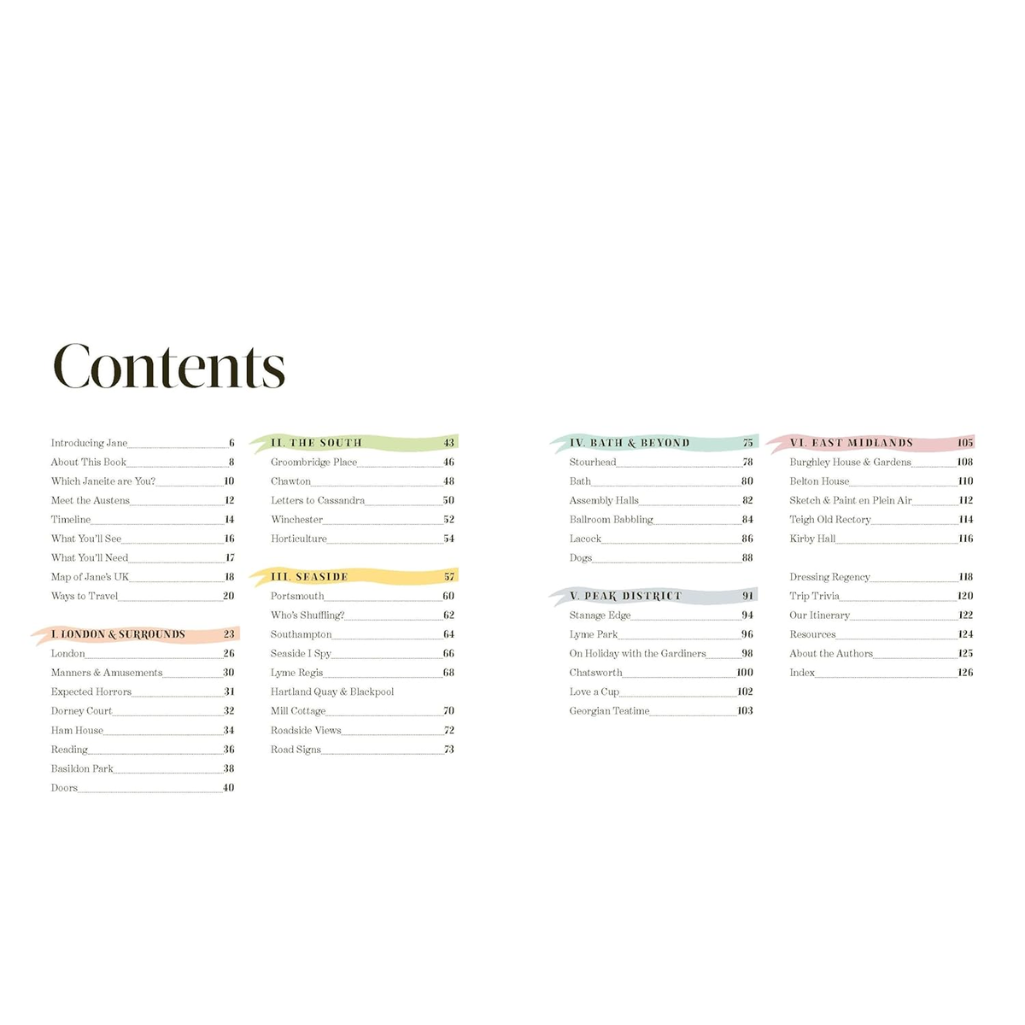 Table of contents page with text on a white background