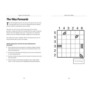 Page from a book or game manual with text and a map diagram on a white background.