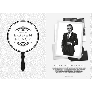 Magazine layout with 'Boden Black' branding and a man in a suit.