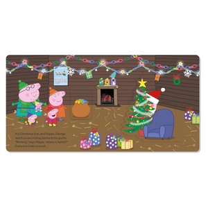 Children's Christmas-themed placemat with cartoon characters and festive decorations.
