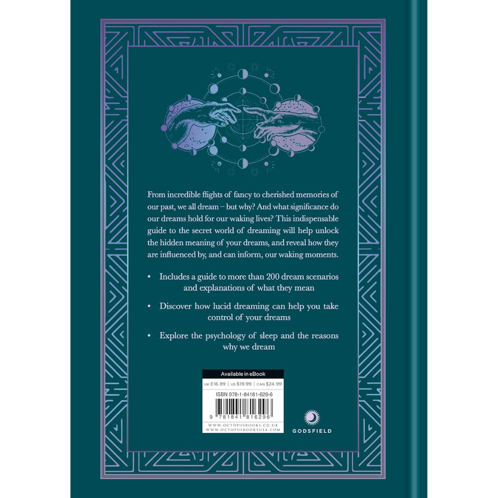 Book cover with decorative elements and text on a blue background