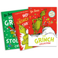 Three Dr. Seuss books featuring 'How the Grinch Stole Christmas' on a white background