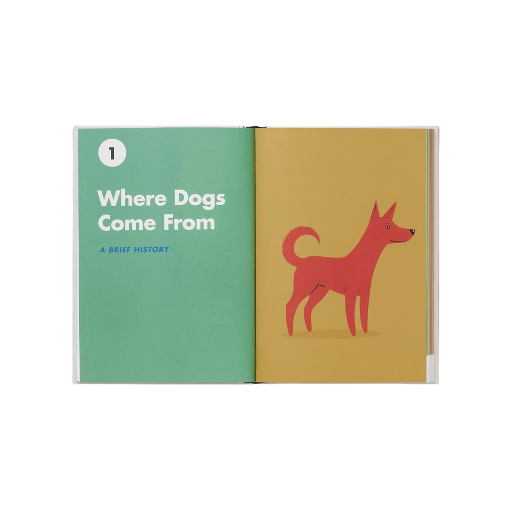 Book titled 'Where Dogs Come From' with a dog illustration on a white background