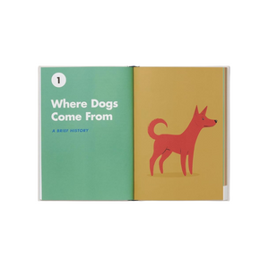 Book titled 'Where Dogs Come From' with a dog illustration on a white background