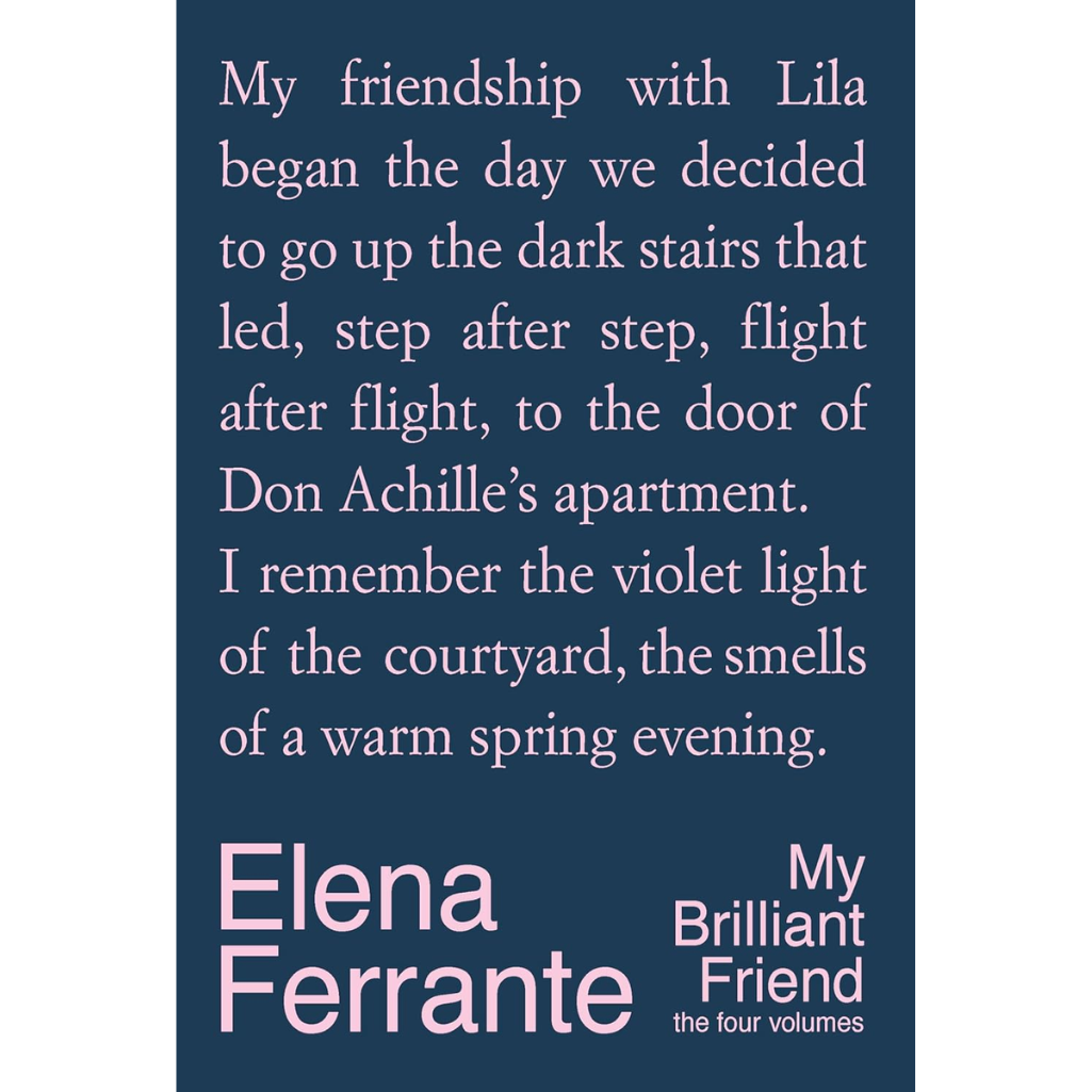 Book cover with text about a friendship and author's name on a dark blue background