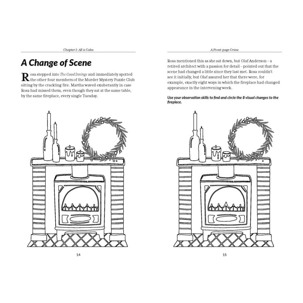 Illustration of two fireplaces with decorative items on a white background