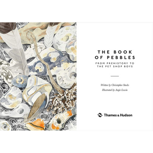 Book cover of 'The Book of Pebbles' with illustrations and text on a white background