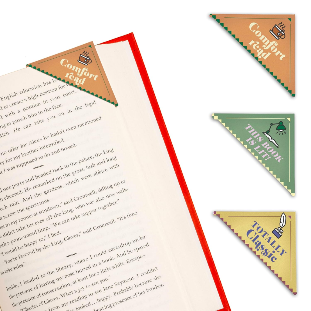 Bookmarks with 'Comfort Read' branding on an open book