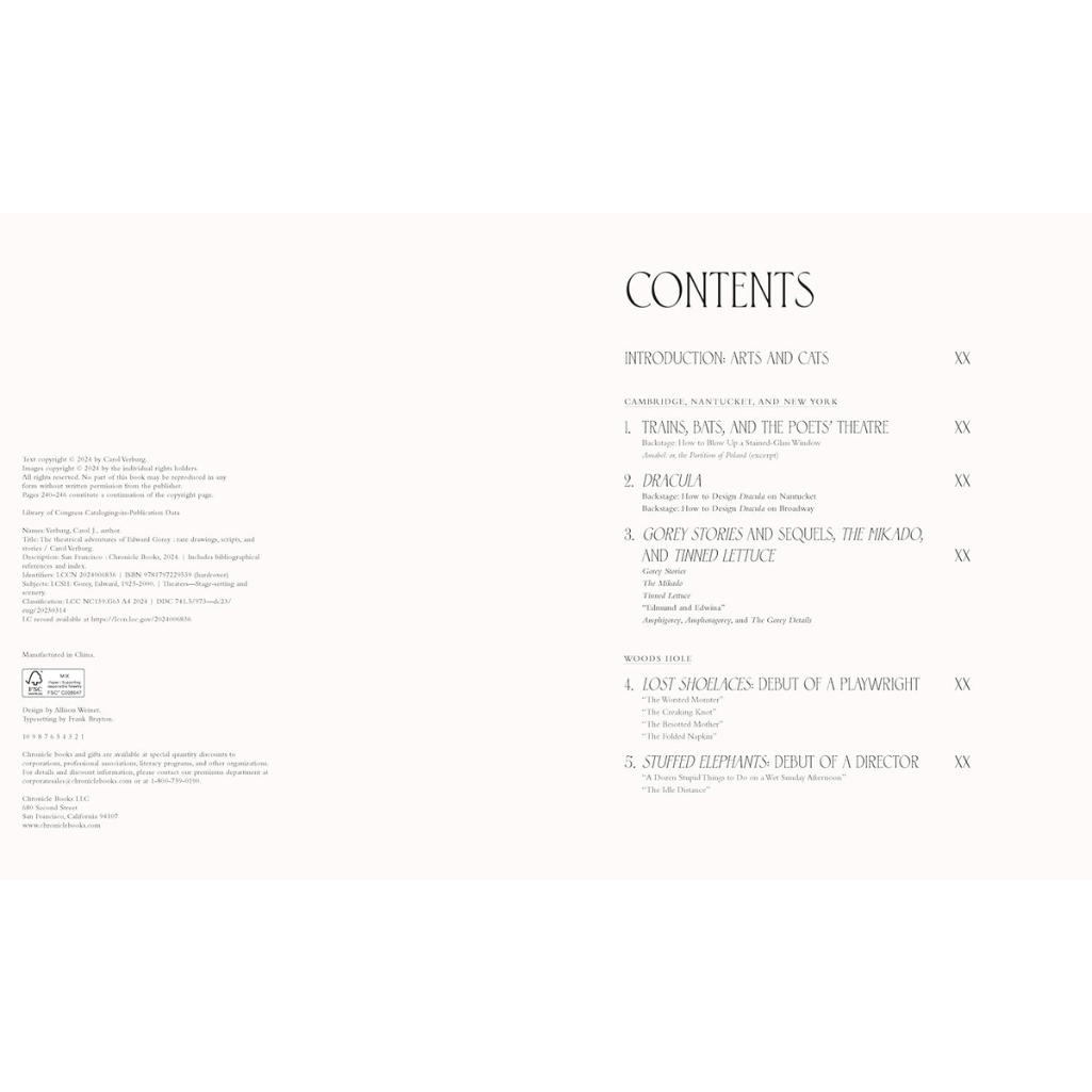 Table of contents page with text on a white background