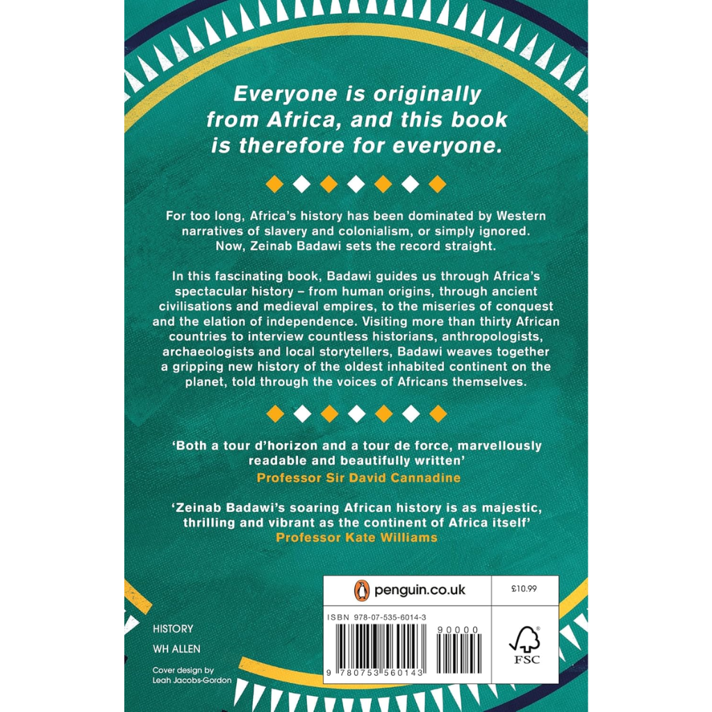 Book back cover with text about Africa's history and a Penguin UK logo.