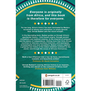 Book back cover with text about Africa's history and a Penguin UK logo.
