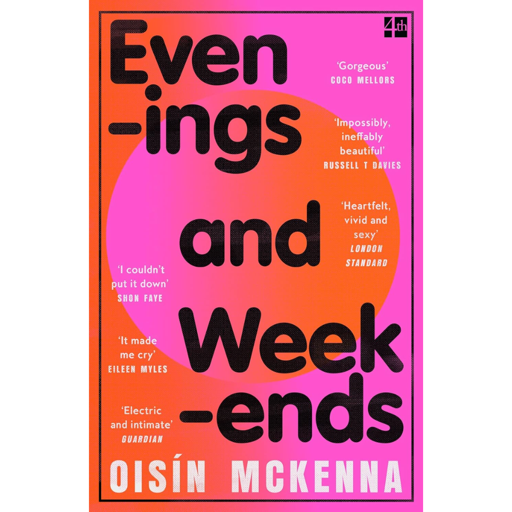 Book cover of 'Evenings and Weekends' by Oisin McKenna with a pink and orange gradient background.