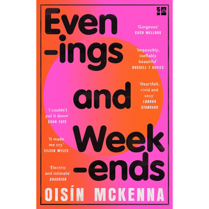 Book cover of 'Evenings and Weekends' by Oisin McKenna with a pink and orange gradient background.