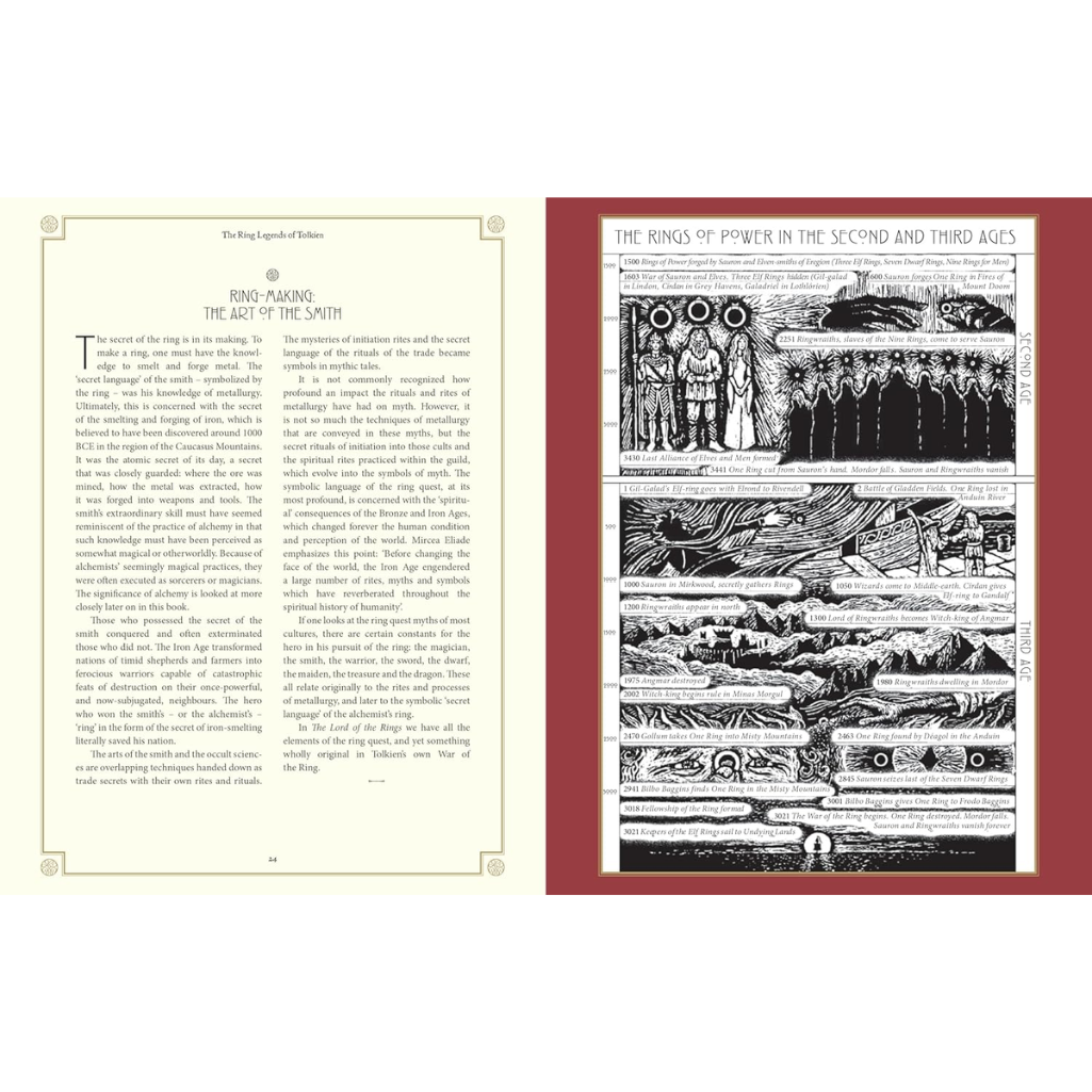 Book open to a page with text and illustrations on a white background