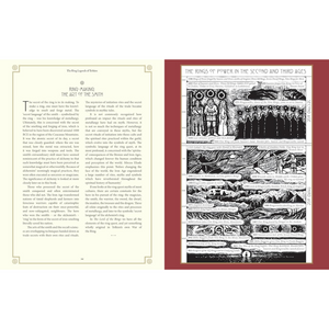 Book open to a page with text and illustrations on a white background