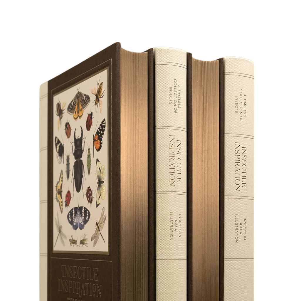 Book with insect illustrations on a white background
